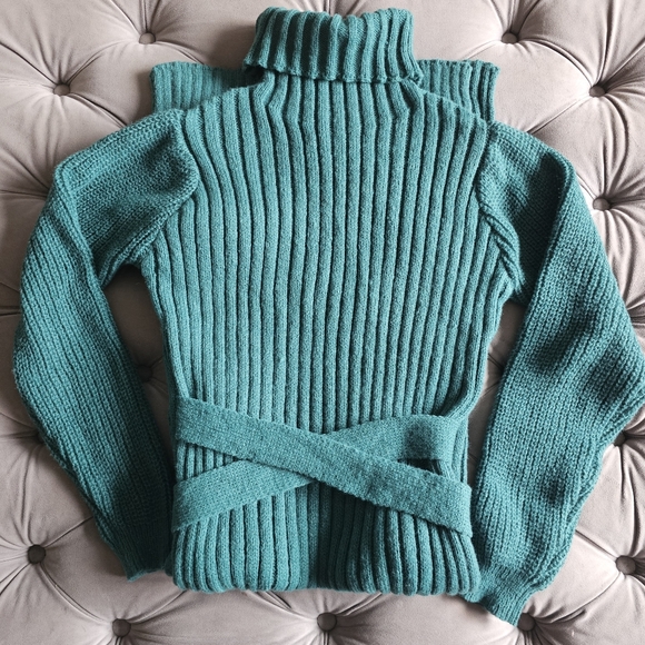 Shein Turtleneck Ribbed Knit Maxi Sweater Dress Green Sz S - Picture 3 of 7